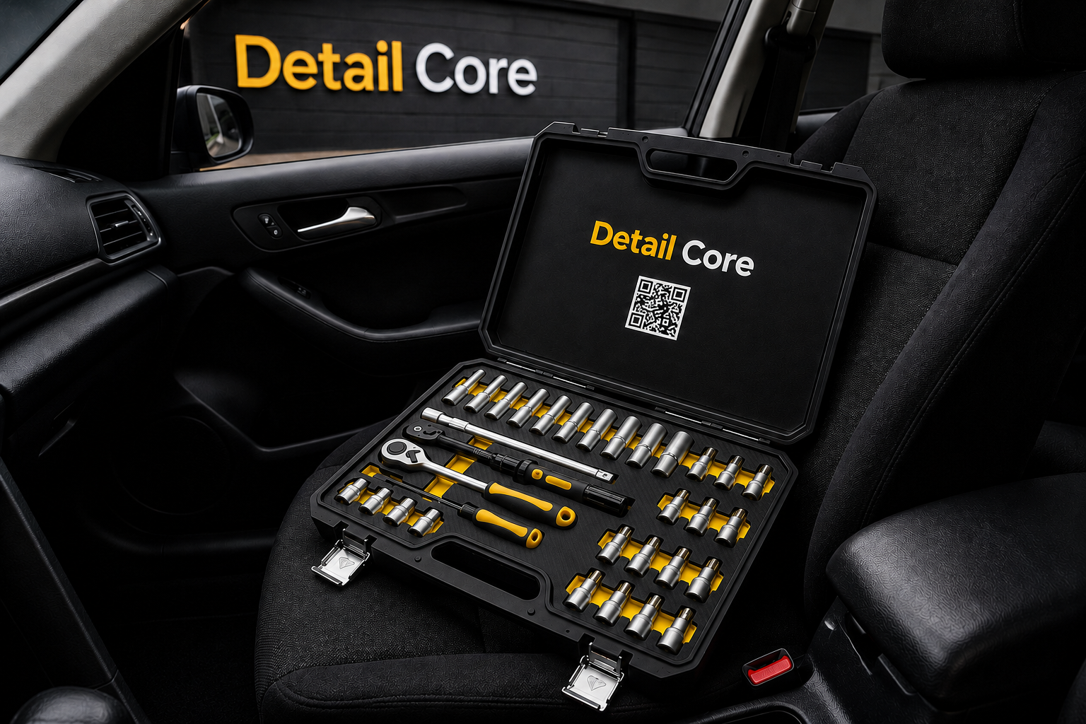 Detail Core — кейс з інструментом на сидінні автомобіля